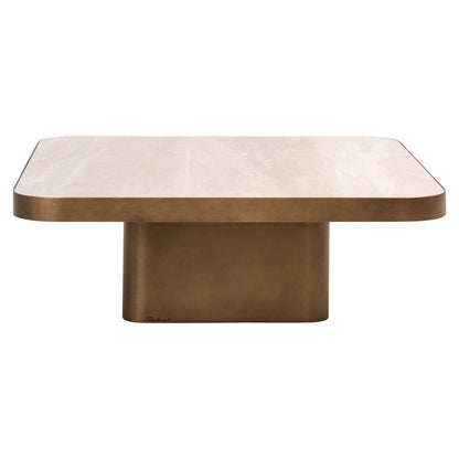 Salontafel Claridge beige ijzer 90 cm, vooraanzicht op witte achtergrond