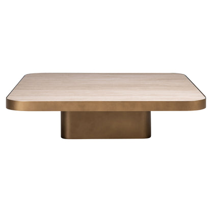 Salontafel Claridge beige glas 100 cm, vooraanzicht op witte achtergrond
