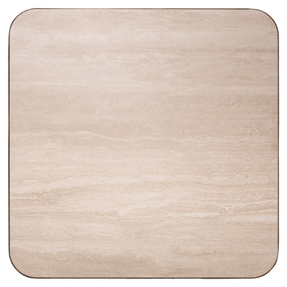 Salontafel Claridge beige glas 100 cm, bovenaanzicht op witte achtergrond