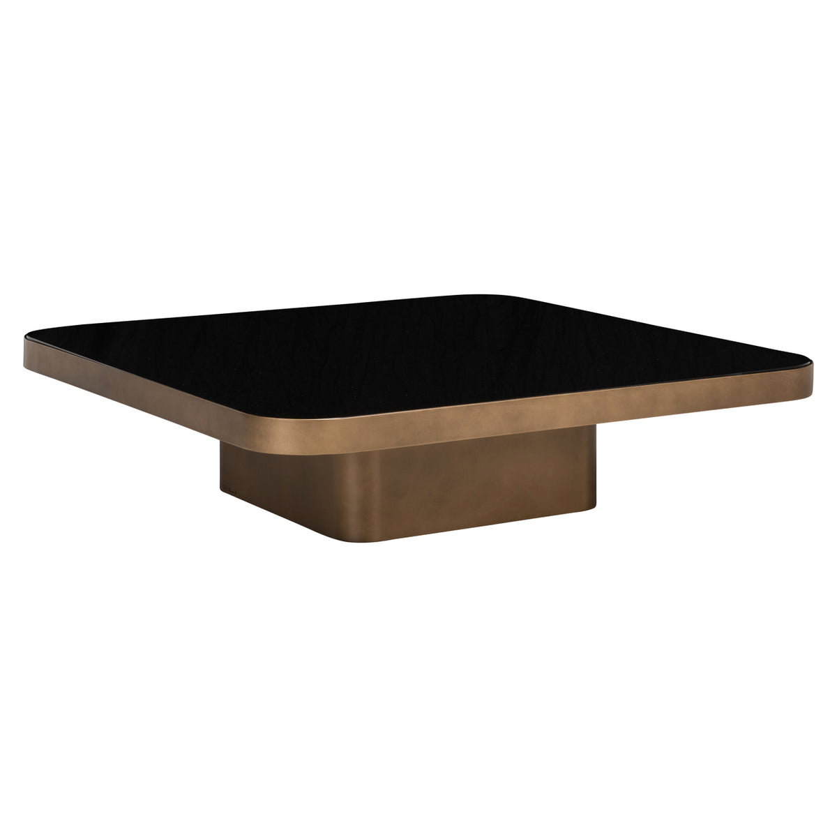 Salontafel Claridge beige glas 100 cm, schuin vooraanzicht op witte achtergrond