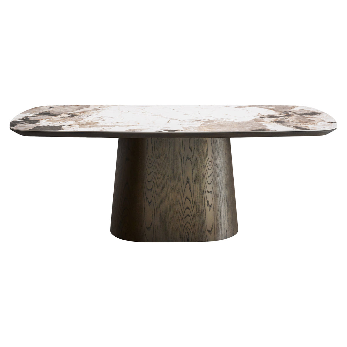 Eettafel Langford bruin mdf 200 cm, vooraanzicht op witte achtergrond