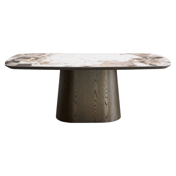 Eettafel Langford bruin mdf 200 cm, vooraanzicht op witte achtergrond