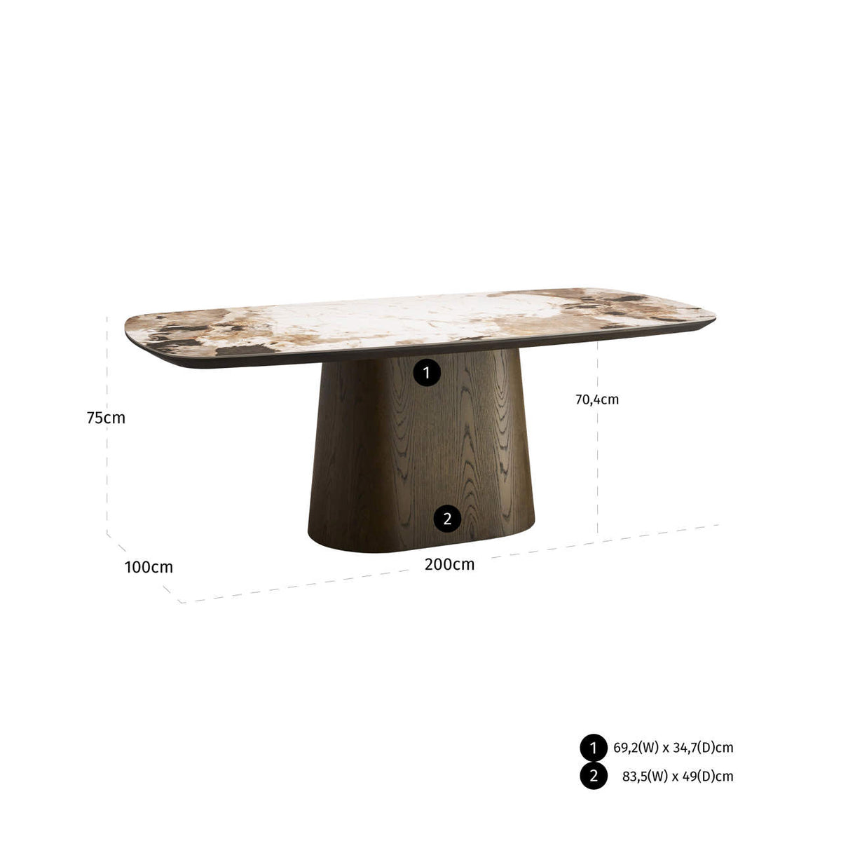 Eettafel Langford bruin mdf 200 cm