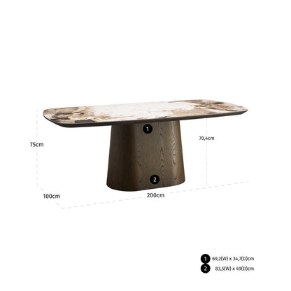 Eettafel Langford bruin mdf 200 cm