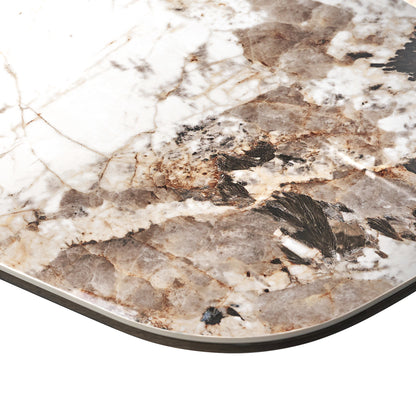 Eettafel Langford bruin mdf 200 cm, detail van het materiaal