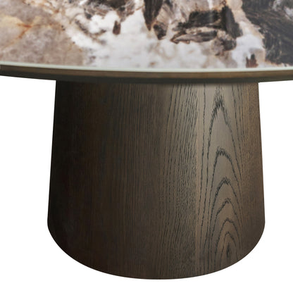 Eettafel Langford bruin mdf 200 cm, detail van het materiaal