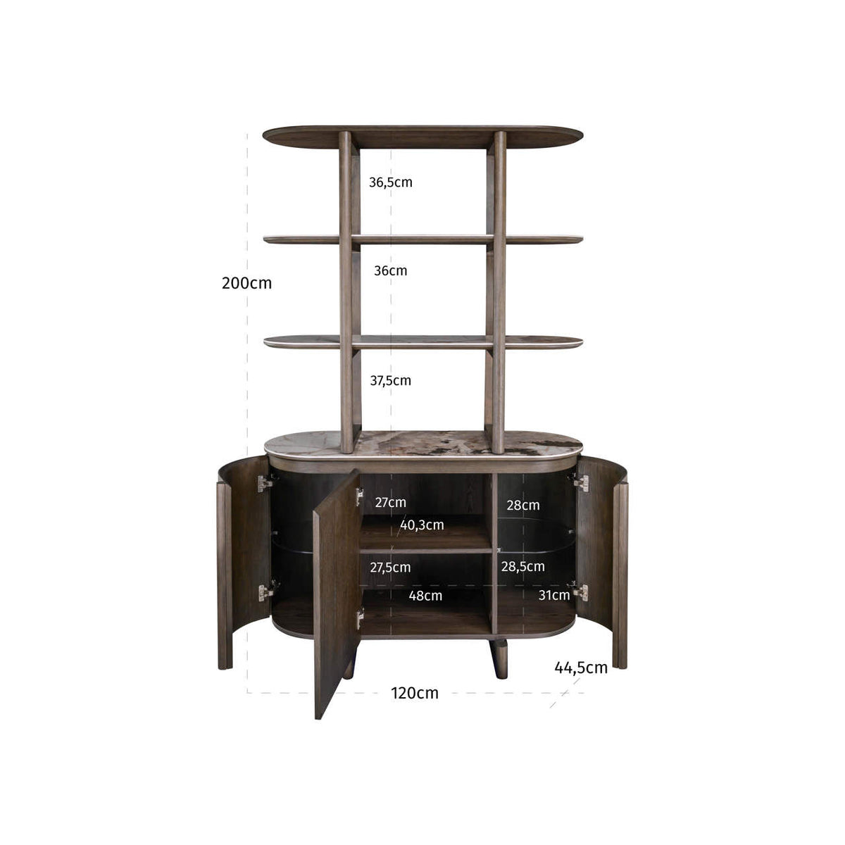 Vitrinekast Langford bruin mdf