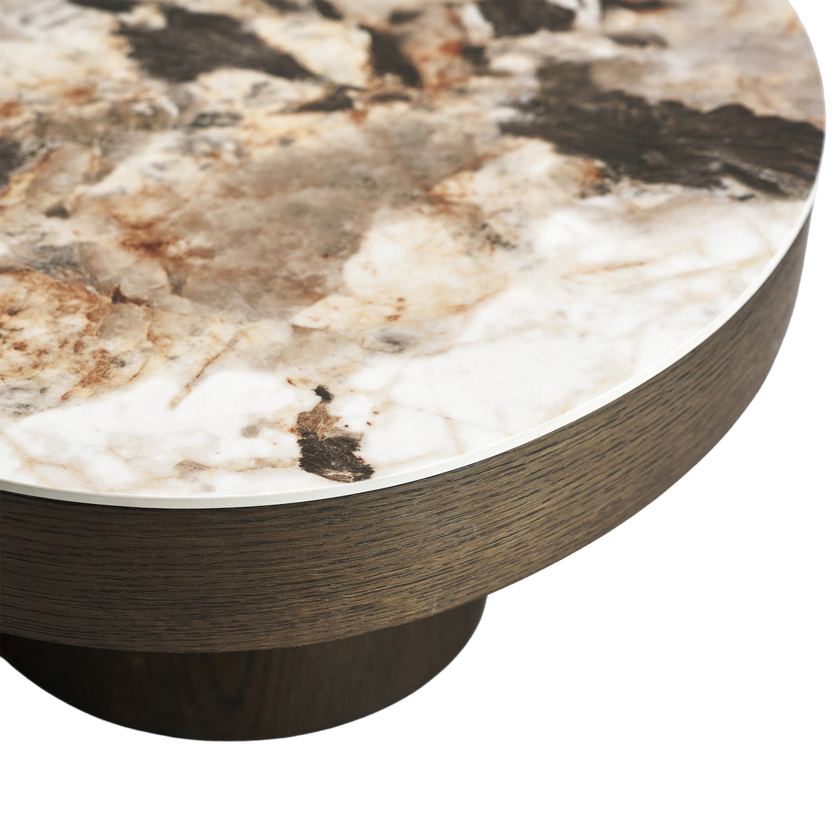 Salontafel Langford bruin mdf, detail van het materiaal