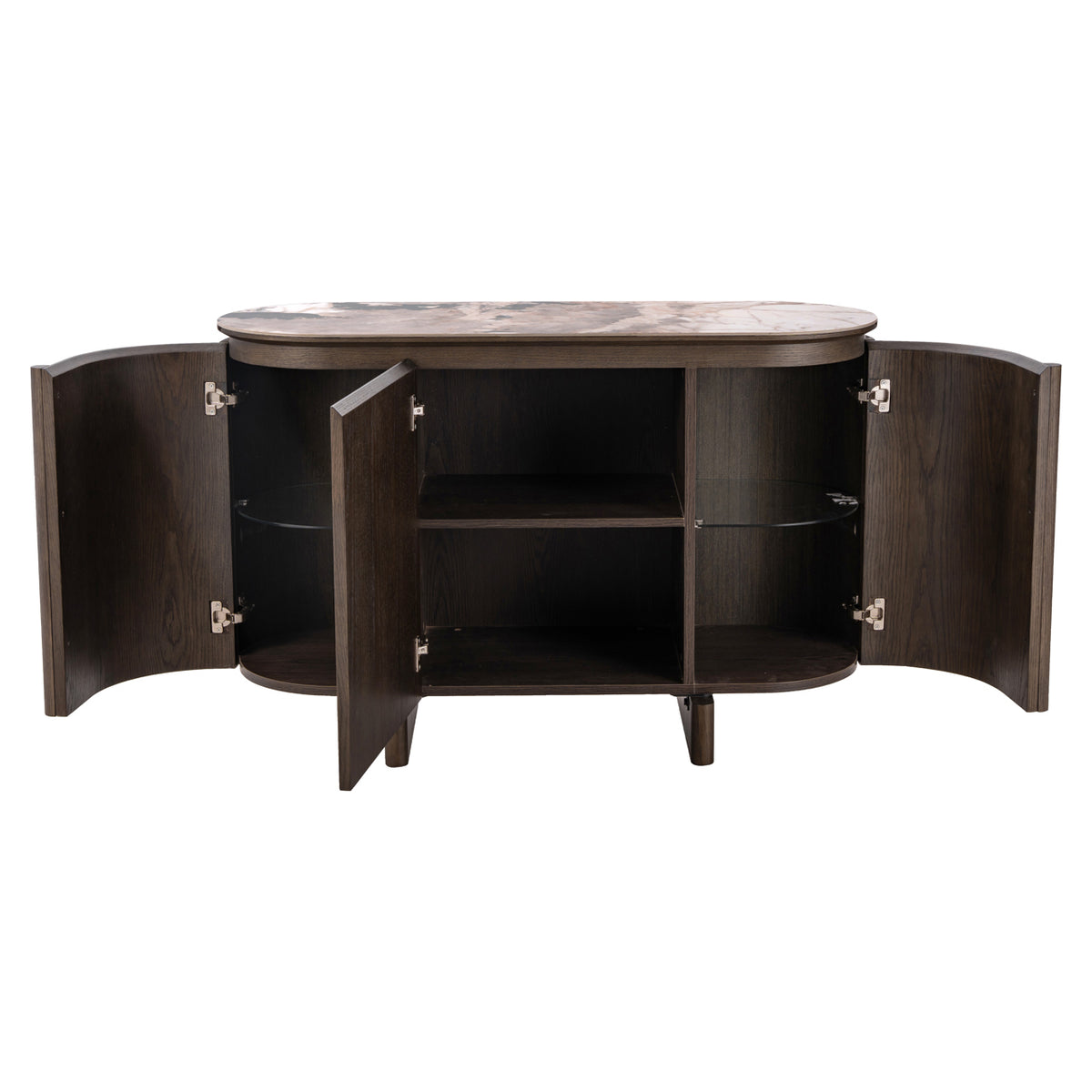 Dressoir Langford bruin mdf 3 deuren, detail van de functie