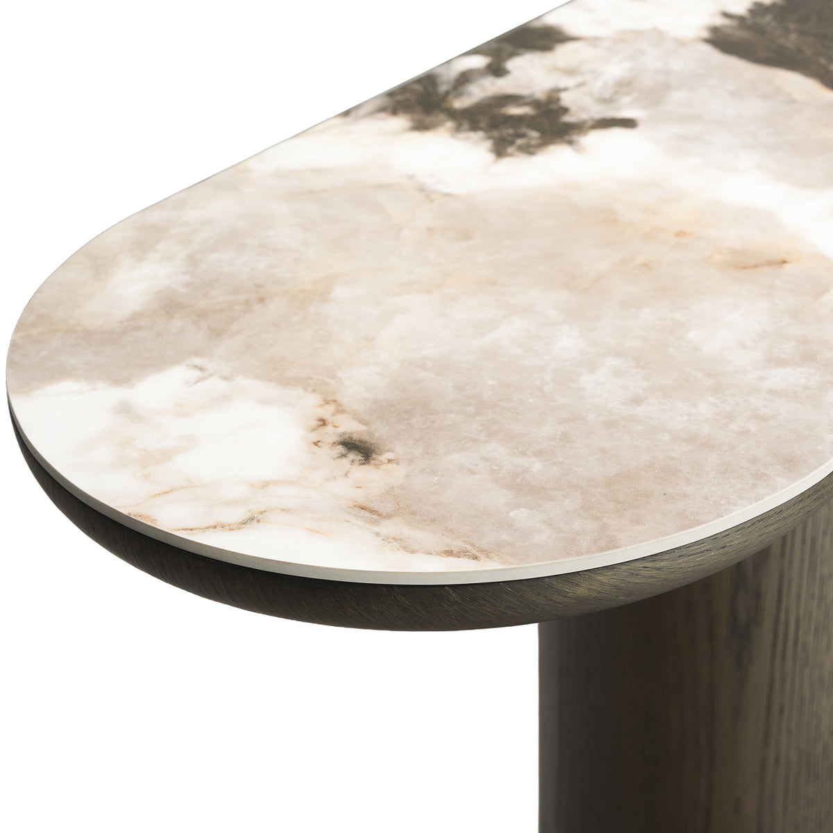Sidetable Langford bruin mdf, detail van het materiaal