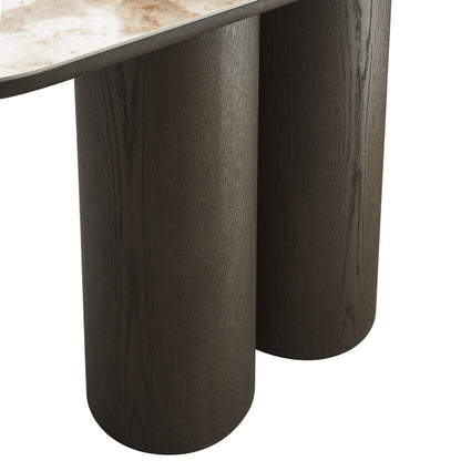 Sidetable Langford bruin mdf, detail van het materiaal