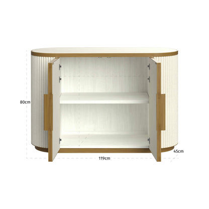 Dressoir Tivoli wit keramiek, maatvoering met afmetingen