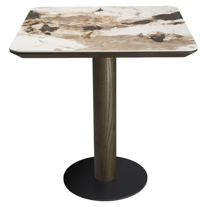 Eettafel Langford bruin mdf, vooraanzicht op witte achtergrond