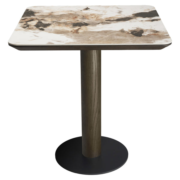 Eettafel Langford bruin mdf, vooraanzicht op witte achtergrond