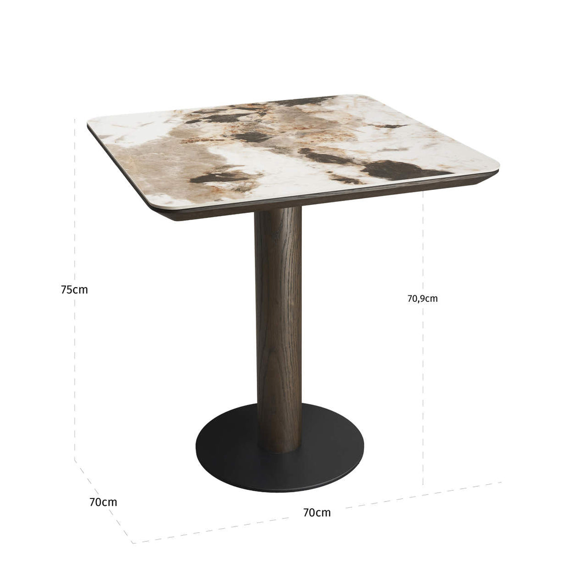Eettafel Langford bruin mdf, maatvoering met afmetingen
