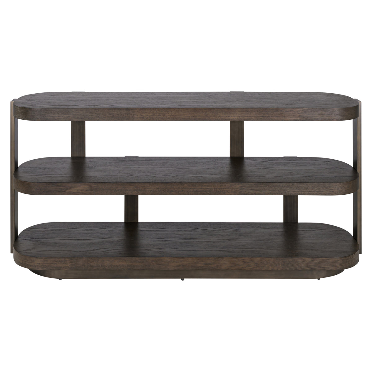 Sidetable Ellington bruin mdf, vooraanzicht op witte achtergrond