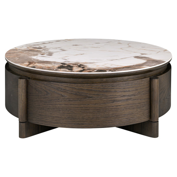 Salontafel Langford bruin mdf, vooraanzicht op witte achtergrond