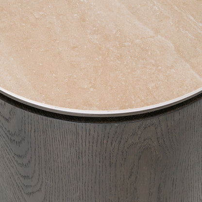 Nachtkast Nando bruin mdf, detail van het materiaal