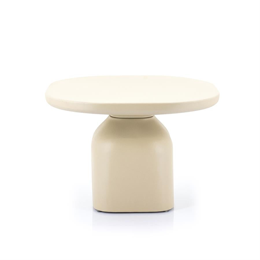 Salontafel Squand beige aluminium groot, vooraanzicht op witte achtergrond