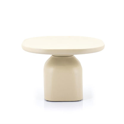 Salontafel Squand beige aluminium groot, vooraanzicht op witte achtergrond