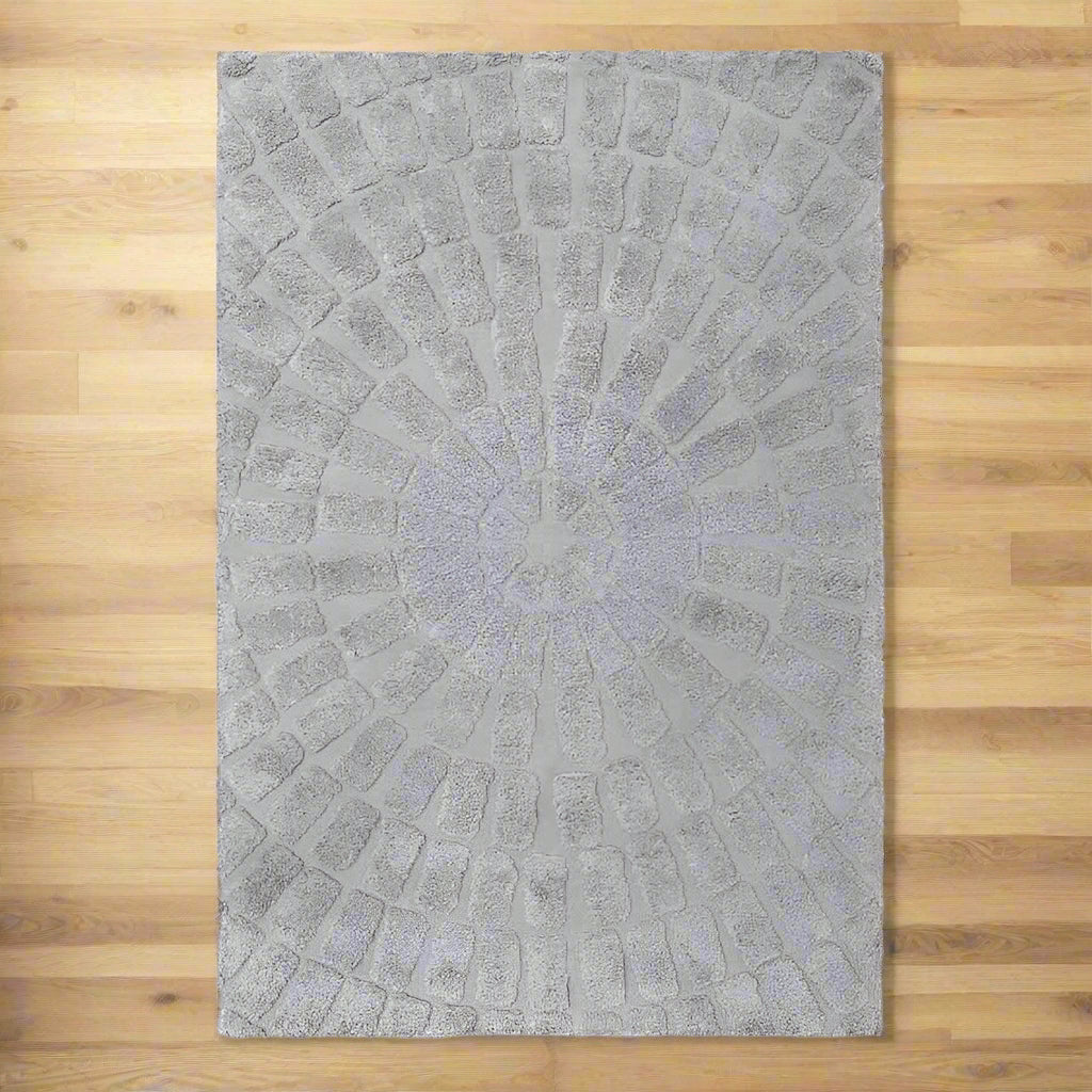 Vloerkleed Sunburst | Grijs Katoen