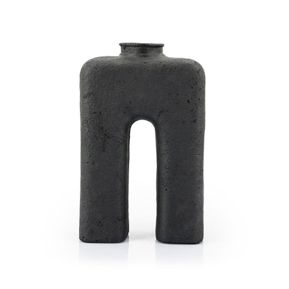 Vaas & Pot Arc zwart ecomix 38 cm, vooraanzicht op witte achtergrond