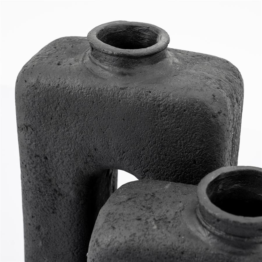 Vaas & Pot Arc zwart ecomix 38 cm, detail van het materiaal