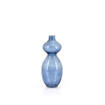 Vaas & Pot Viva blauw glas klein, vooraanzicht op witte achtergrond