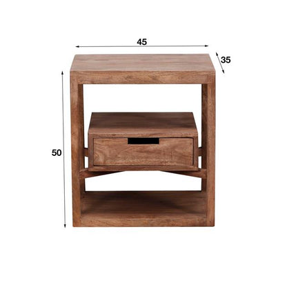 Nachtkastje Sahara | 1 Lade | Zandkleur Massief Mango