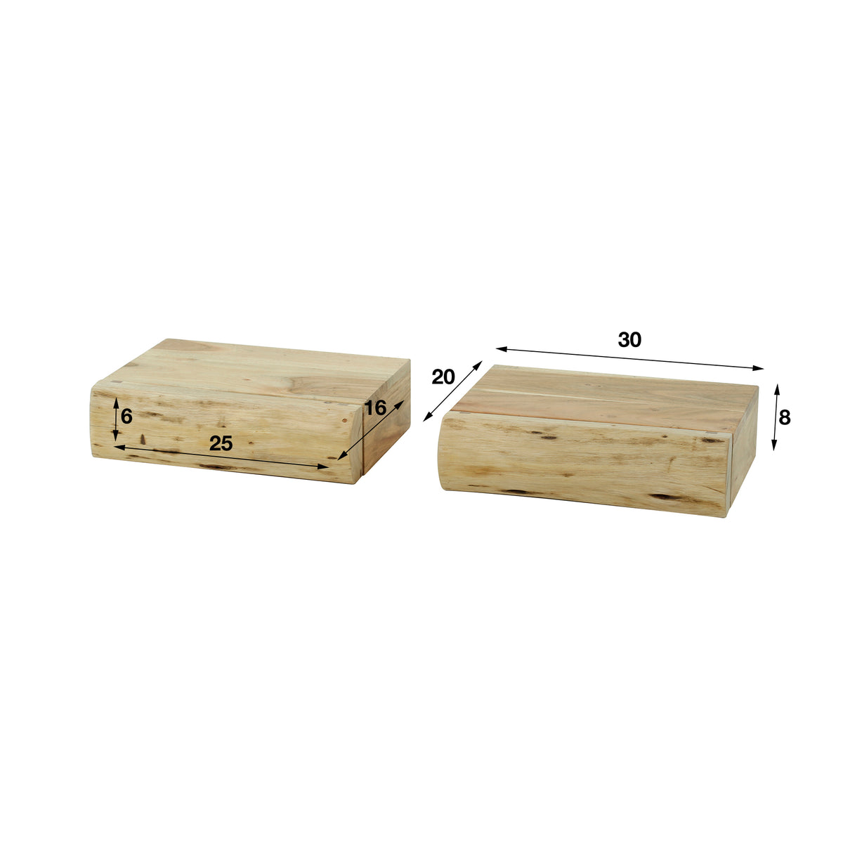 Nachtkastje Tree XS |  1 Lade | Set van 2 | Naturel Massief Acacia
