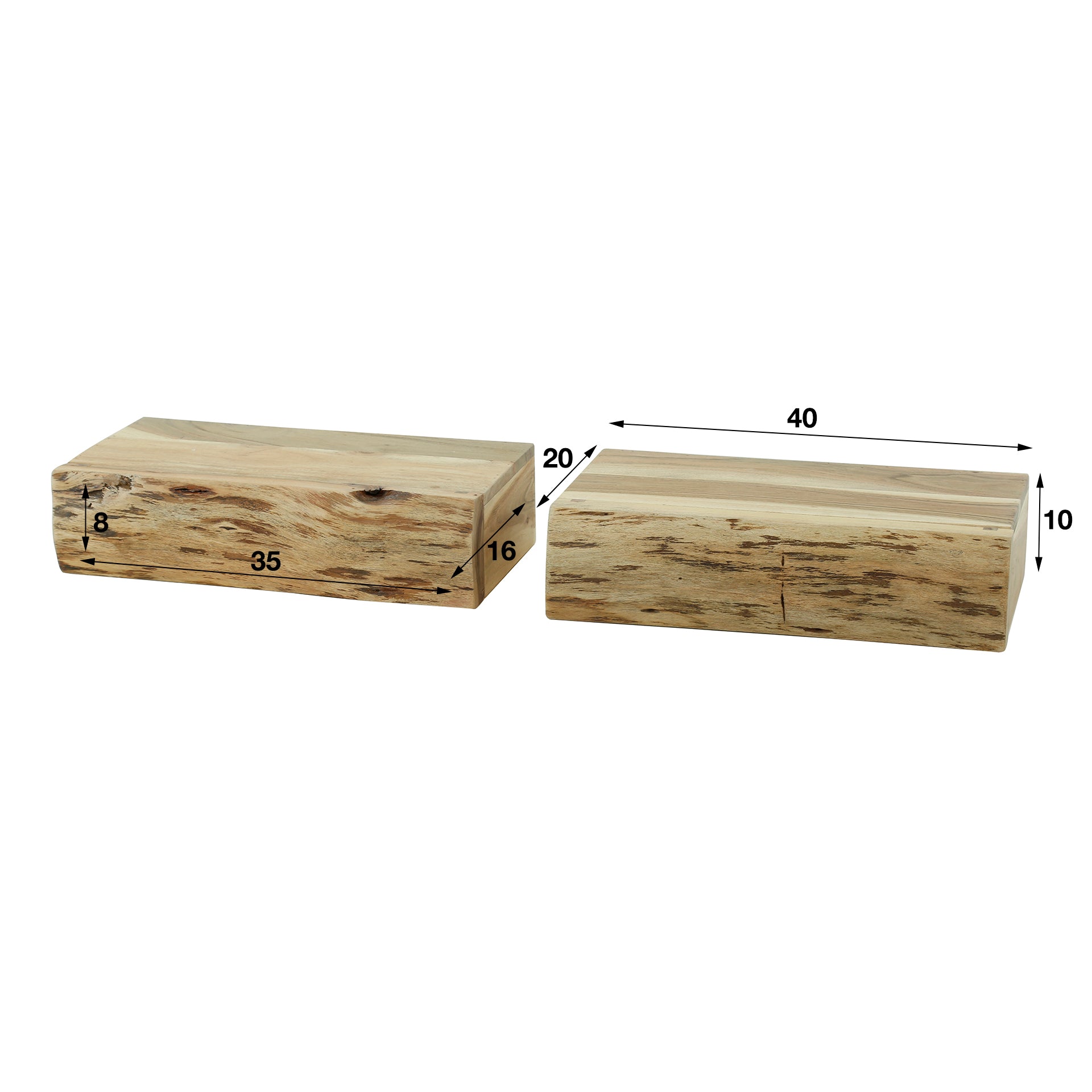 Nachtkastje Tree L | 1 Lade | Set van 2 | Naturel Massief Acacia
