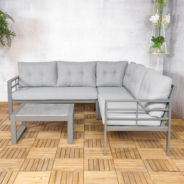 Loungeset Elba grijs, vooraanzicht in een interieur