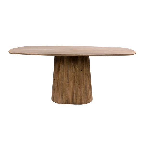 Eettafel Wave mangohout  naturel, vooraanzicht op witte achtergrond