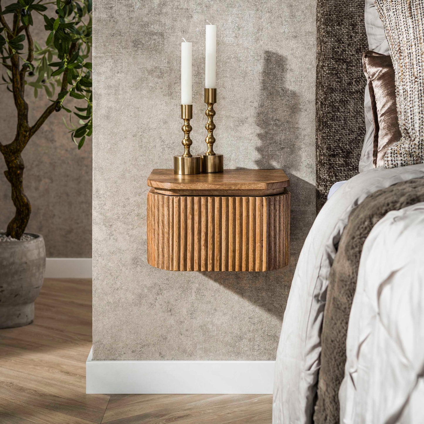 Nachtkastje Wave | Mangohout  Naturel