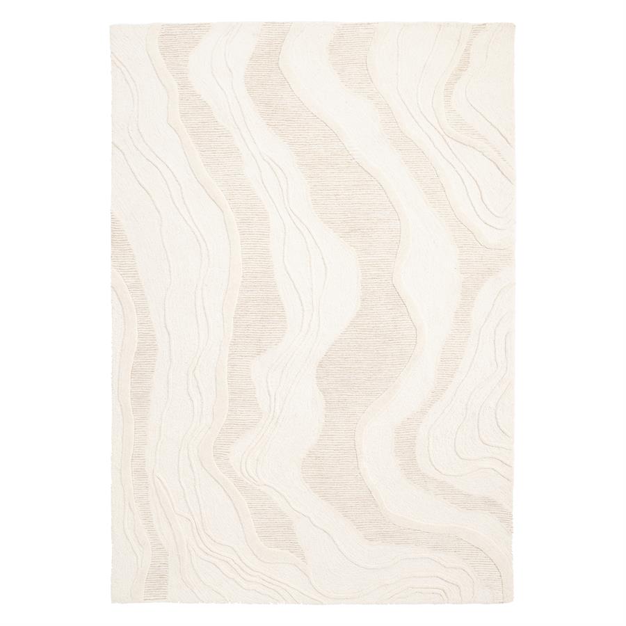 Vloerkleed Soil wit 100% wol, bovenaanzicht op witte achtergrond