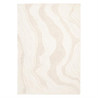 Vloerkleed Soil wit 100% wol, bovenaanzicht op witte achtergrond