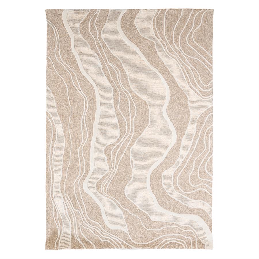 Vloerkleed Soil beige 100% wol, bovenaanzicht op witte achtergrond
