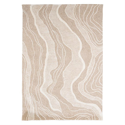 Vloerkleed Soil beige 100% wol, bovenaanzicht op witte achtergrond