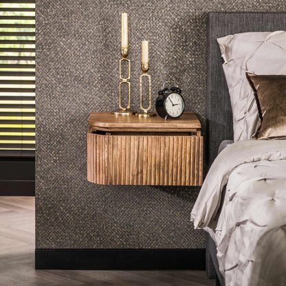 Nachtkastje Wave | 1 Lade | Set van 2 | Naturel Mangohout