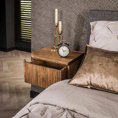 Nachtkastje Wave | 1 Lade | Set van 2 | Naturel Mangohout