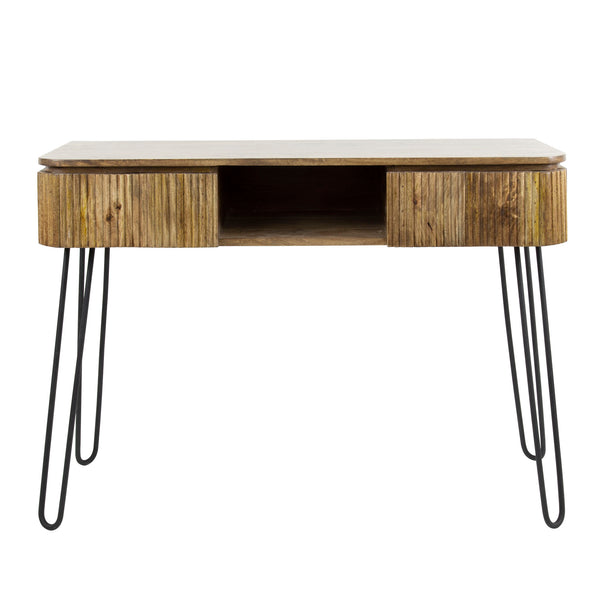 Sidetable Wave mangohout, vooraanzicht op witte achtergrond
