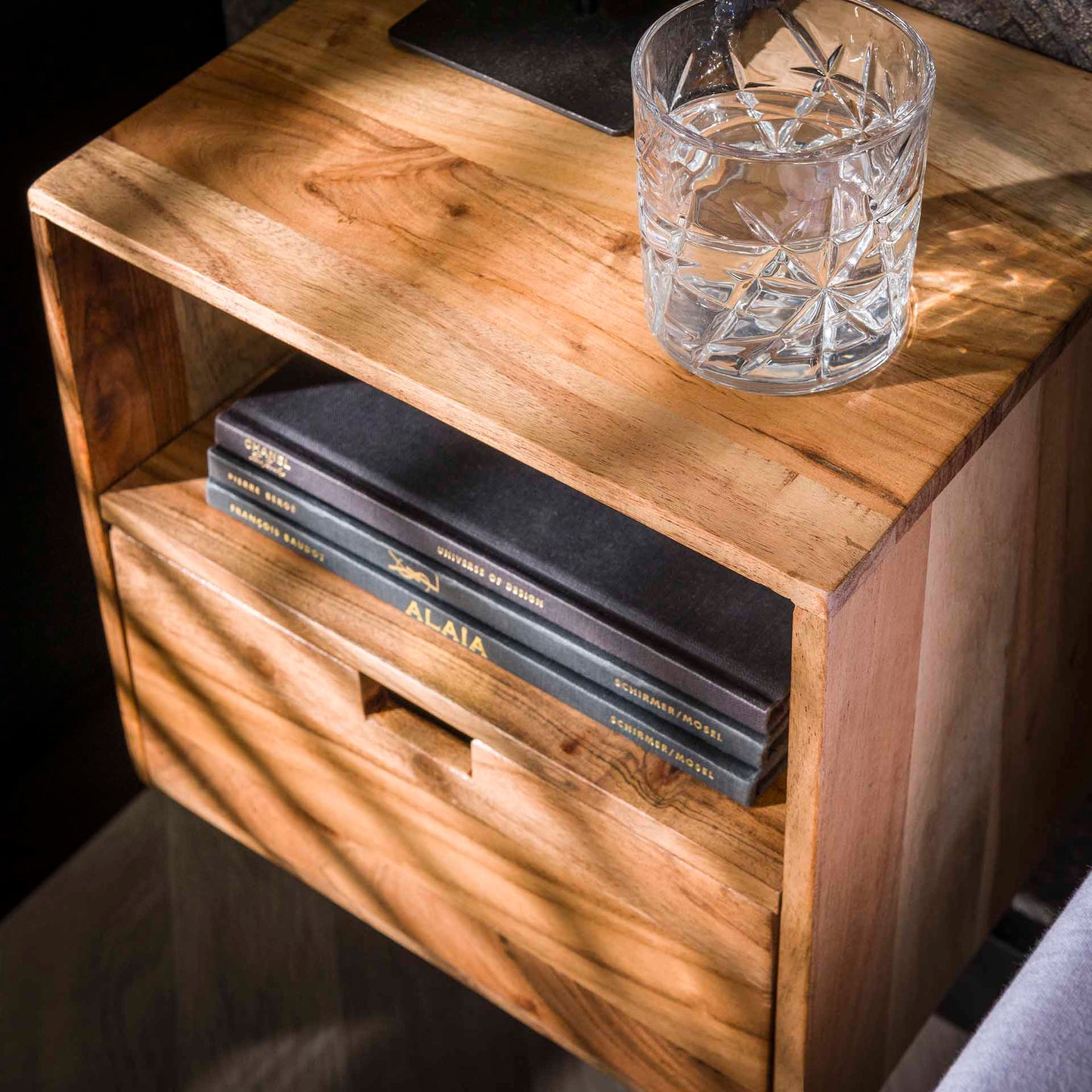 Nachtkastje Alicia | 1 Lade | Set van 2 | Naturel Acaciahout