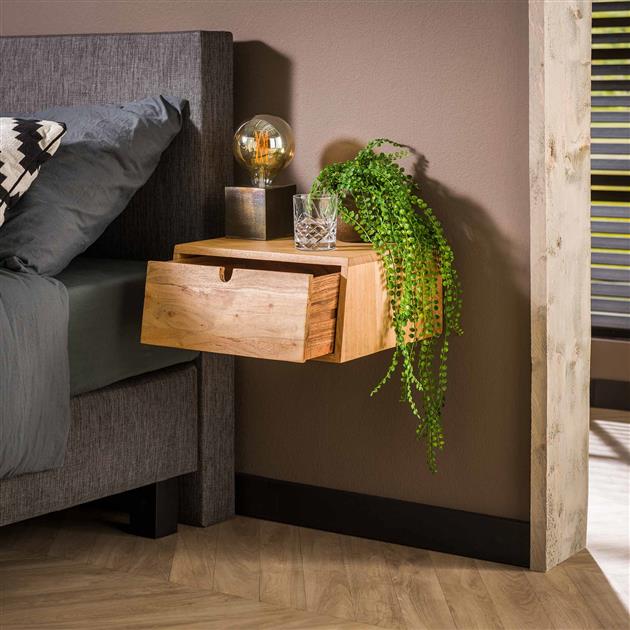 Nachtkastje Hover | 1 Lade | Naturel Massief Acacia