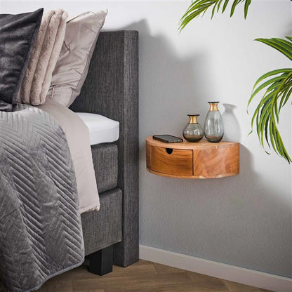 Nachtkastje Curve | 1 Lade | Naturel Massief Acacia