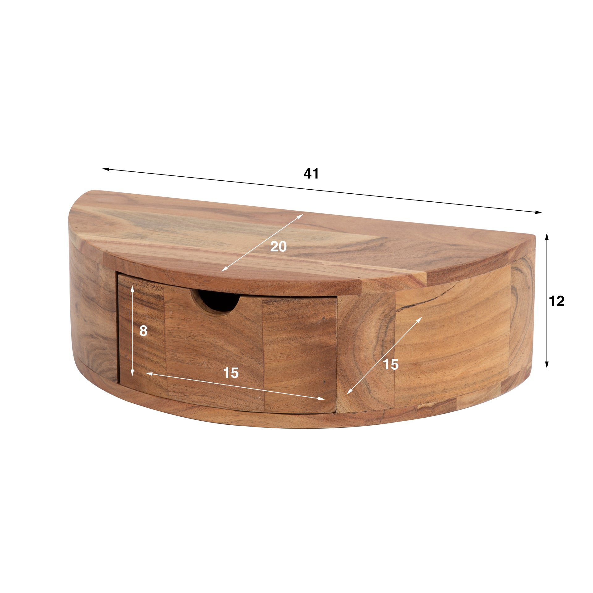 Nachtkastje Curve | 1 Lade | Naturel Massief Acacia
