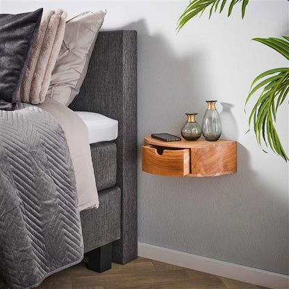 Nachtkastje Curve | 1 Lade | Naturel Massief Acacia
