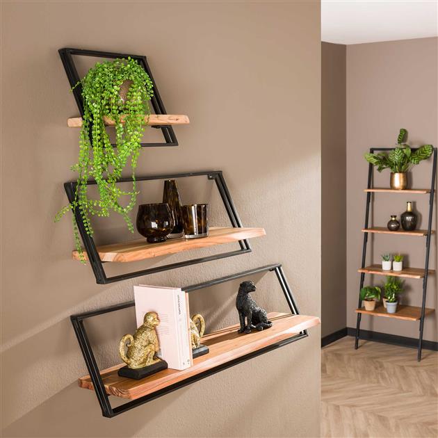 Wandschap set/3 Lean | Naturel massief acacia