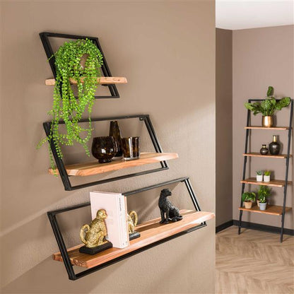 Wandschap set/3 Lean | Naturel massief acacia