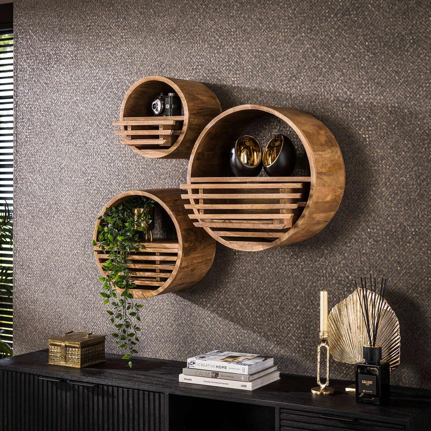 Wandschap Teak | Ø30 cm | Naturel Mangohout