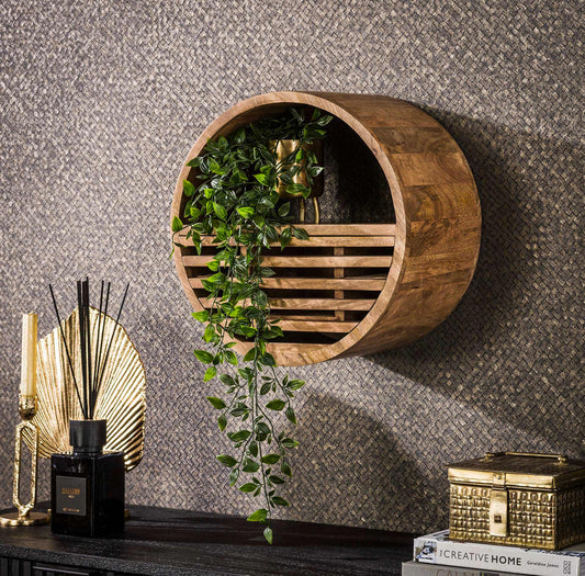 Wandschap Teak | Ø40 cm | Naturel Mangohout